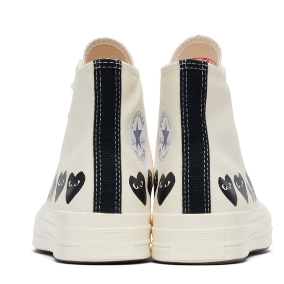 Comme des Garcons PLAY Beige and Black High-Top Sneakers - Picture 3 of 4